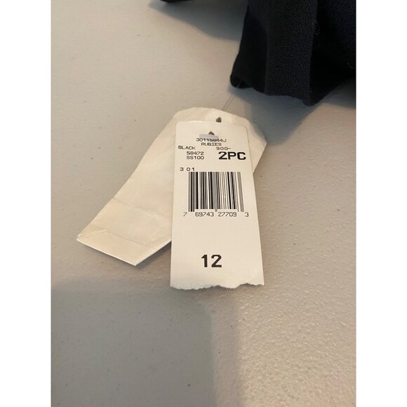 NWT Evan Picone Black Skirt Suit Velvet Collar Button Detail Size 12 - Picture 11 of 16